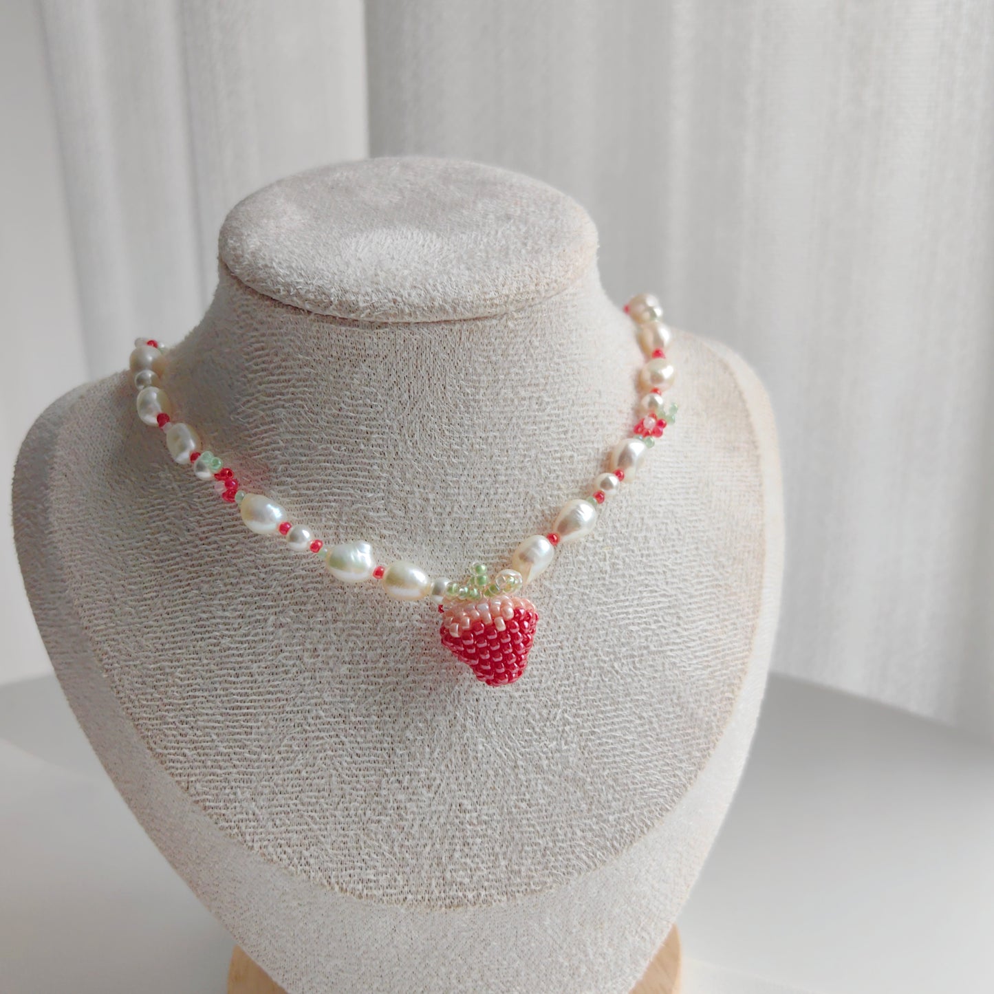 beaded strawberry necklace