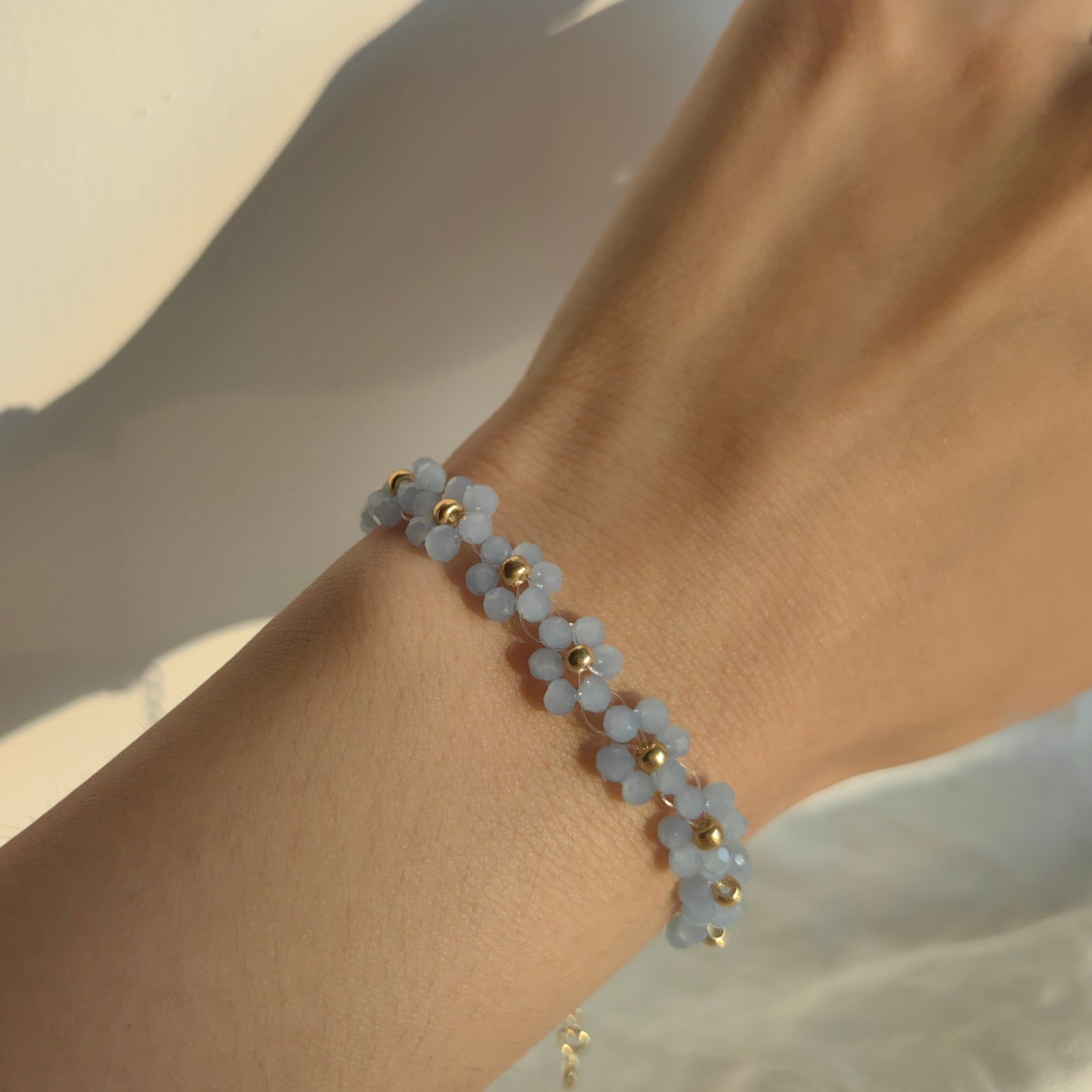 round blue beaded bracelet