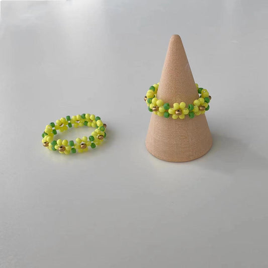 sunflower beaded ring